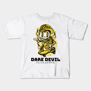 Dare Devil Skeleton Skateboarder Kids T-Shirt